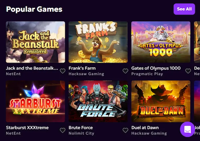 WeezyBet Casino games